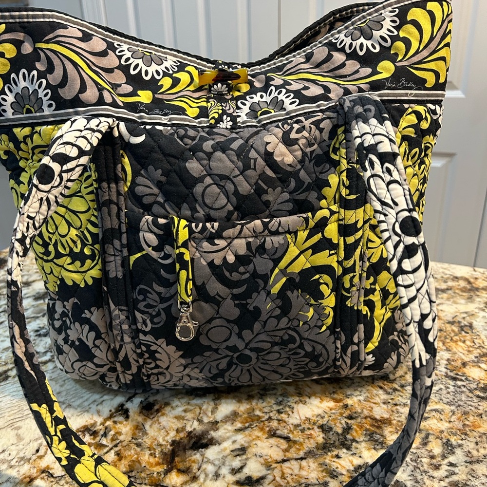 Vera Bradley Black and Yellow Floral Tote Bag